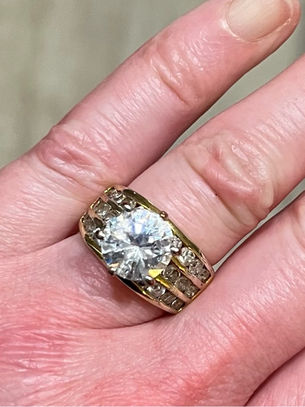 Vintage EDCO CZ Engagement Style Ring Gold Plated Pavé Band Size 6.25